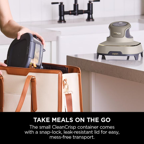 Ninja CRISPi Portable Air Fryer, 3.8L, 4-in-1: Air Fry, Roast, Keep Warm, Recrisp, Space Saving Compact Design, 2x Removable Glass Containers & Lids, 1700W, Cyber Space Blue FN101UKGY