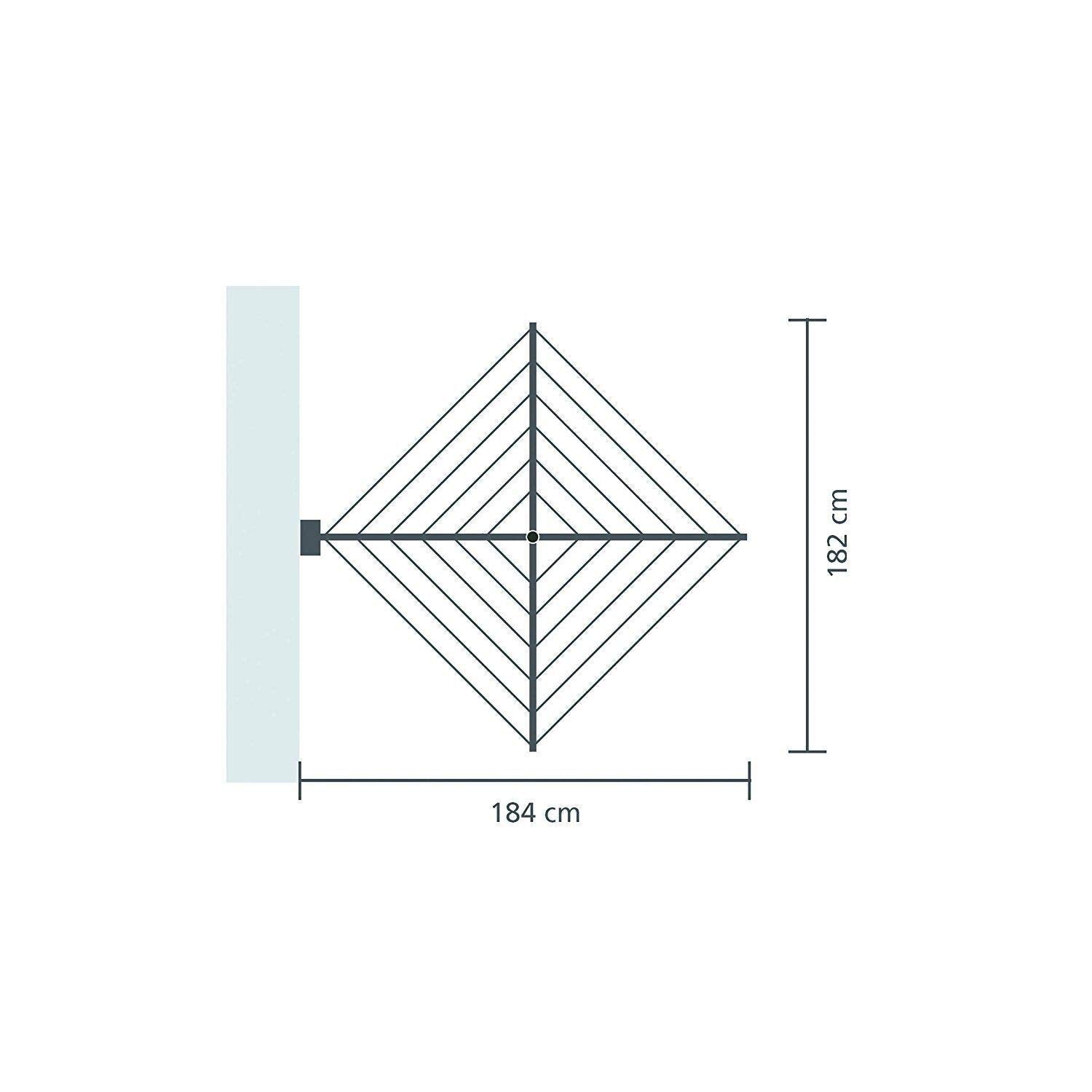 Brabantia WallFix Retractable Washing Line with Protective Fabric Cover (24m) Wall-Mounted Foldaway Clothes Air Dryer (Silver)