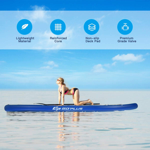 COSTWAY 9.7FT/11FT Inflatable Stand Up Paddle Board, 16cm Thick SUP with Accessories, Carry Bag, Adjustable Paddle, Hand Pump, Bottom Fin, Ankle Leash, Non-Slip Deck, for All Levels