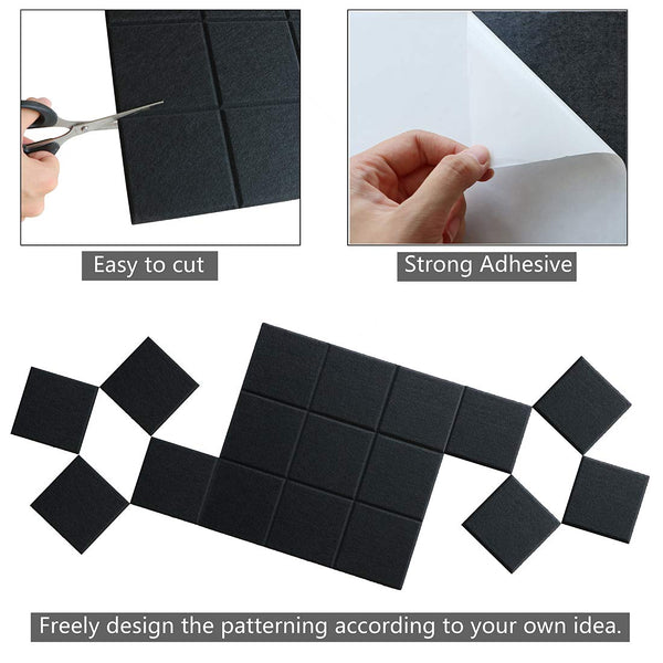 Uoisaiko Large 30x30cm Felt Board Tiles with 30 Pins, Pack of 6 Bulletin Board Notice Boards for Home Office Kitchen, Self Adhesive Pin Board Wall Tiles for Photos Memos