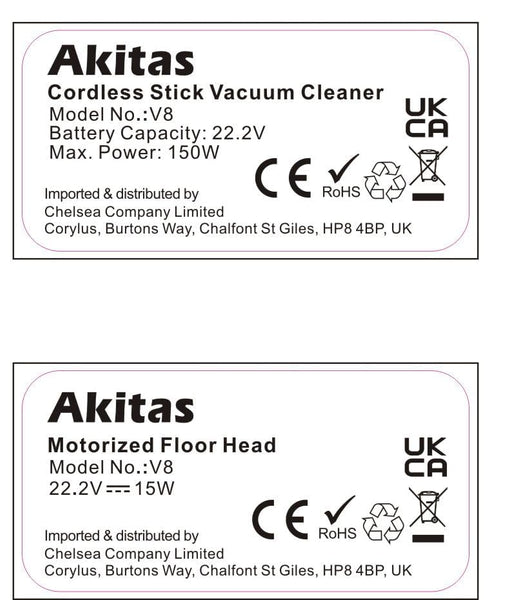 Akitas Cordless Vacuum Cleaner Upright Handheld Stick Lightweight Rechargeable Lithium Battery Good For Carpet, Pet Hair (AKV8)