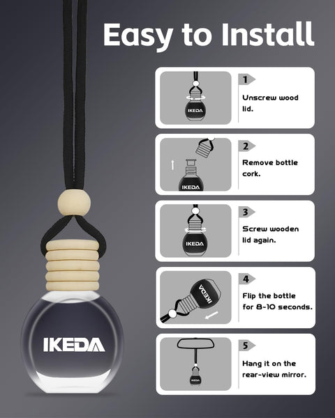 Ikeda scents Ikeda Car Air Fresheners | Automotive Hanging Pendant | Auto Perfume Diffuser with Real Oil | Strong and Long Last Fragrance | Fresh Smell Cover Odours | Car Accessories for Men Women