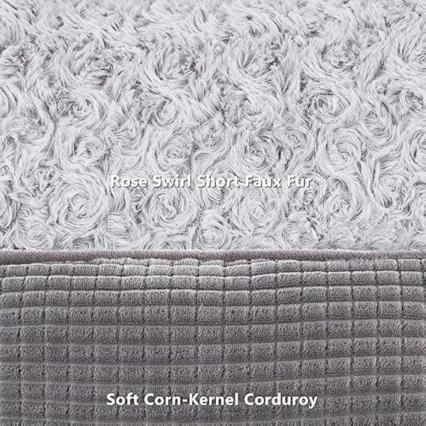 JOEJOY Extra Extra Large Dog Bed Washable Pet Bed, Rose Velvet Dog Bed Low Front Edge Cat Bed Non-Slip Bottom Puppy Bed, Orthopedic Calming Pet Bed For Labrador, Golden Retriever, Grey, 107x76x25 cm