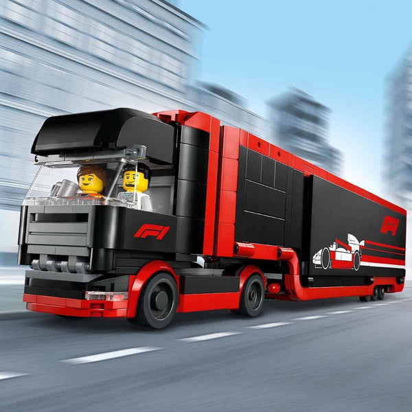 LEGO City F1 Truck with RB20 & AMR24 F1 Cars - Car Transporter Toy for RB & Aston Martin Formula 1 Teams - Incl. 2 Drivers & Race Simulator - Gifts for 8+ Year Old Boys & Girls - 60445