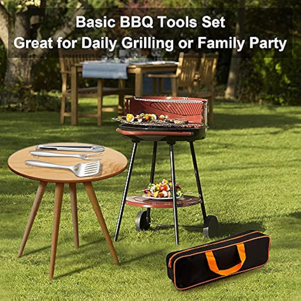 Herogo BBQ Tool Sets, 6 Piece Heavy Duty Stainless Steel Barbecue Accessories with Portable Bag, BBQ Utensil Set Includes Spatula, Fork, Tong and Cleaning Brush, Grill Tool for Outdoor Camping Picnic