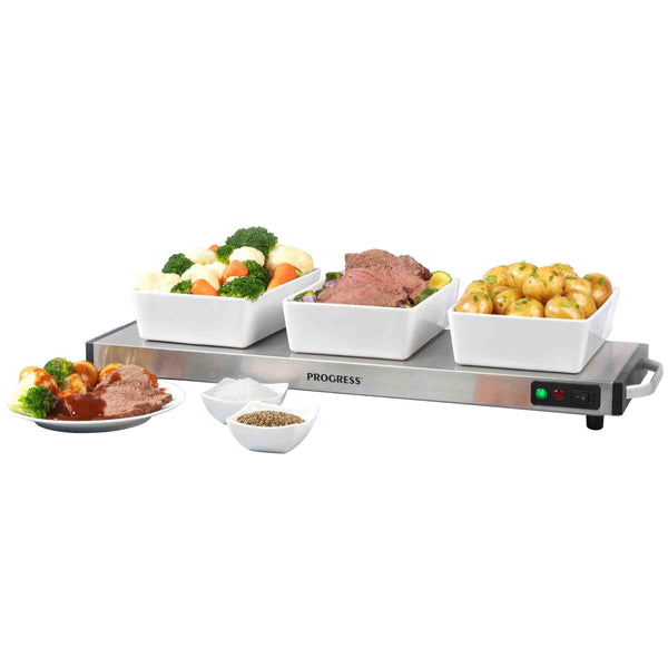 Progress EK2610P Cordless Hot Plate, Large Food Warming Tray, Plate Warmer, Portable Buffet Server Tray, 1200W, Non-Slip, 15 Minute Charge Time, Keeps