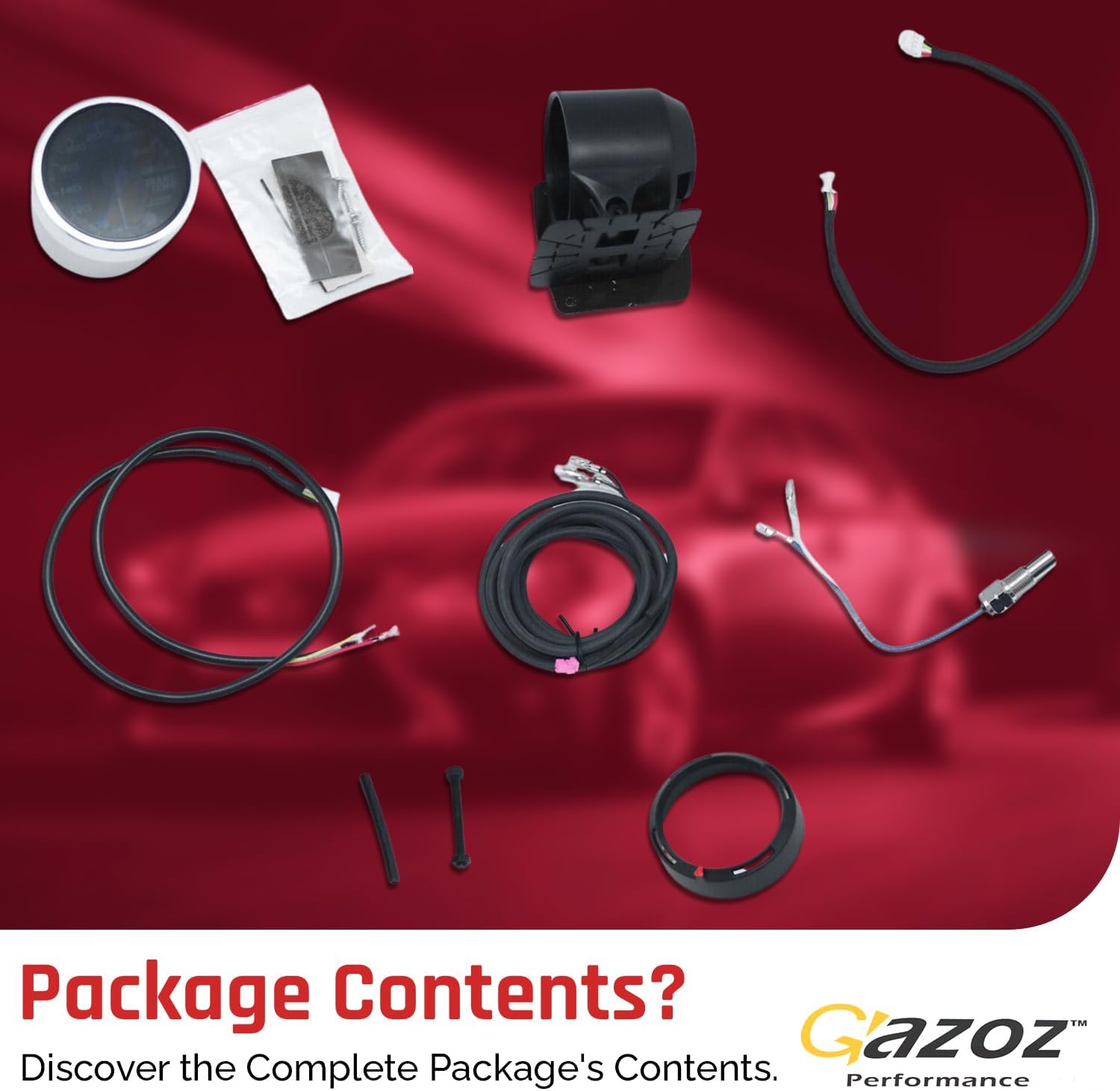 GAZOZ PERFORMANCE 52mm Transmission Trans Temp Gauge Kit 7 Color LED Electrical Peak Smoke Lens