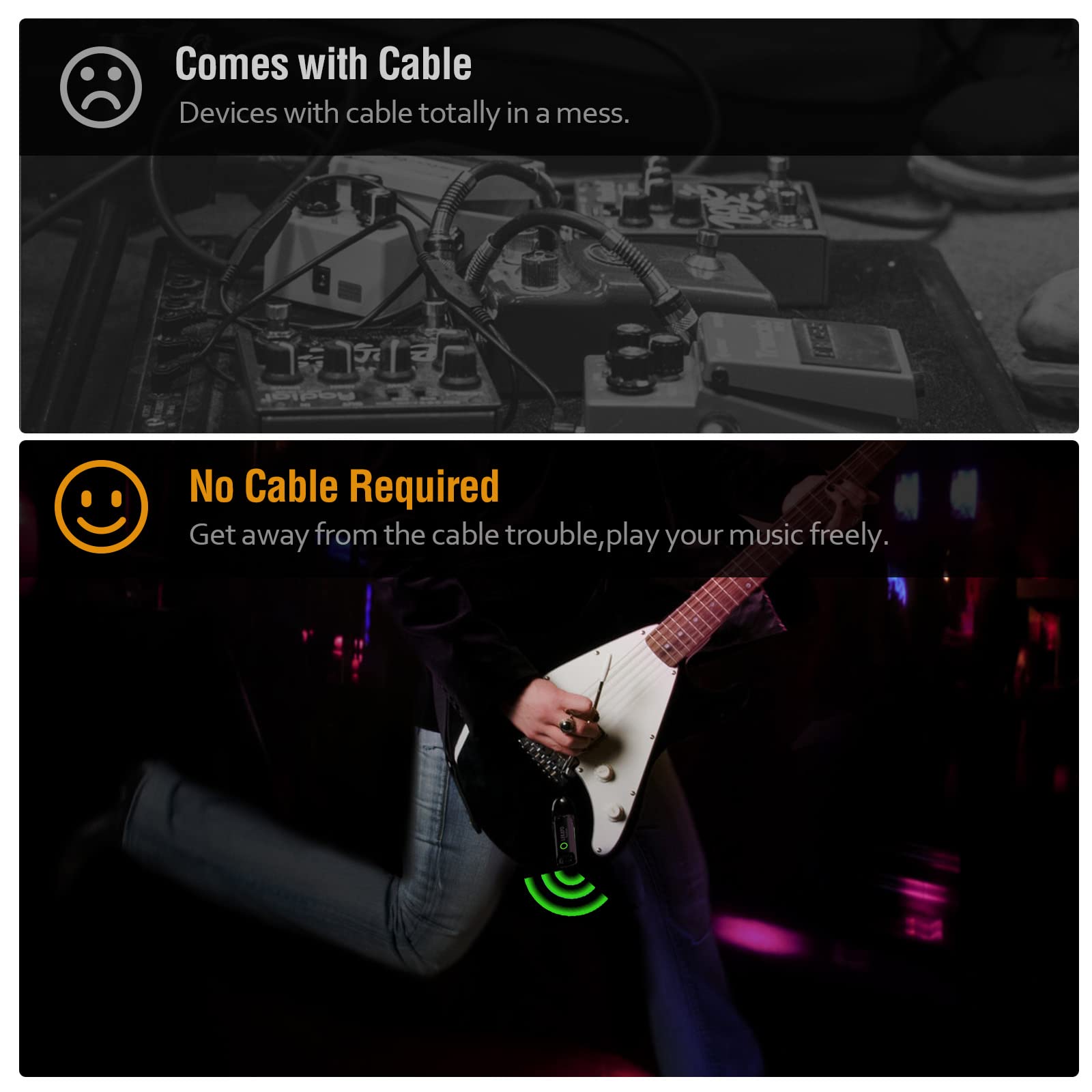 Wireless Guitar System,LEKATO Wireless Guitar Transmitter Receiver with 70 Channels,<3ms Low Latency Rechargeable Digital Audio Guitar Cable Cordless Bass Jack Lead for Electric Guitars,Bass,KeyBoard