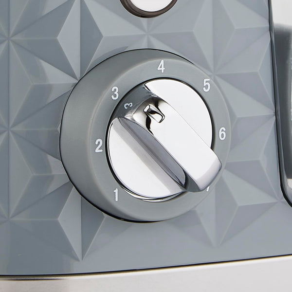 Morphy Richards Vector 4 Slice Toaster, High Gloss Geometric Design, Defrost and Reheat, Variable Width Slots, Removable Crumb Tray, Grey, 248135