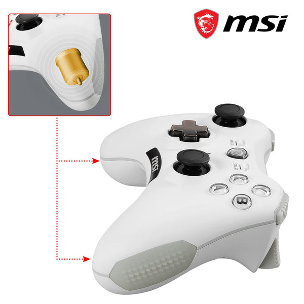 MSI FORCE GC20 V2 WHITE Wired PC Gamepad Controller - Interchangeable D-Pad Covers, Dual Vibration Motors, USB 2.0 - Wired