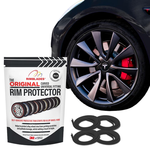 Rimblades Original Black Alloy Wheel Protectors - DIY | 9 Colours Available | Universal Fit for All Wheels | Durable Rim Guards | Car Wheel Scratch Protection | Rim Protection