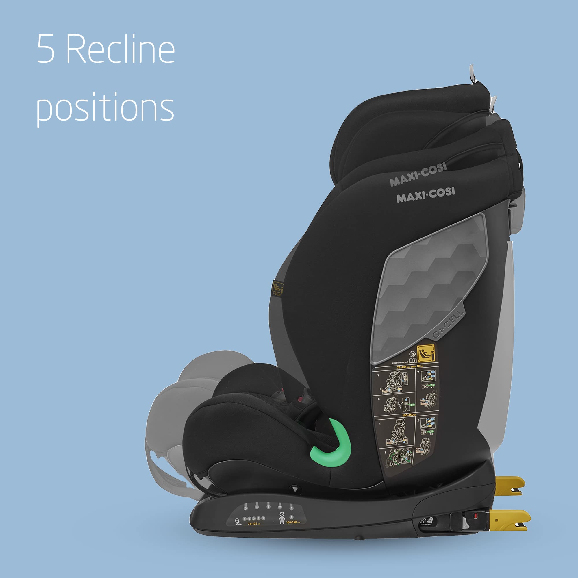 Maxi-Cosi Titan S Comfort i-Size, Breathable Comfort Fabrics, Child Car Seat, 15 months-12 years (76-150cm), ISOFIX Car Seat, 5 Recline & 13 Headrest Positions, G-CELL Protection, Authentic Black