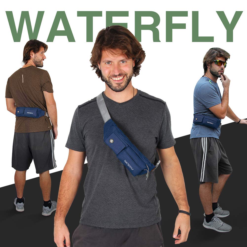 Waterfly Waist Bag Pack Slim Water Resistant Fanny Pack Travel Bum Bag Running Belt for Traveling Cycling Hiking Camping