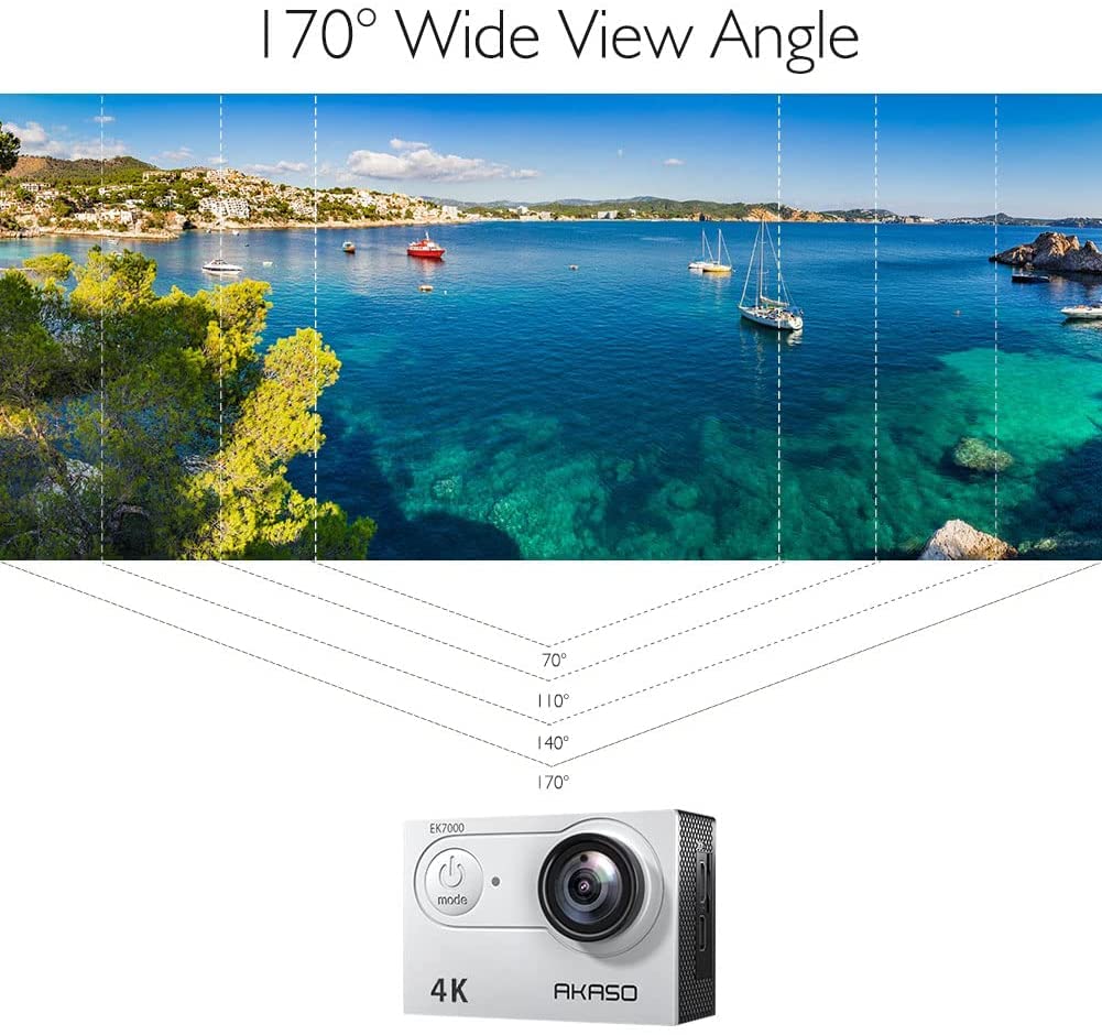 AKASO EK7000 Action Camera Floating Hand Grip Bundle - Includes 4K30FPS EK7000 Underwater Camera, Floating Hand Grip, 2 Batteries, Carrying Case, and Accessory Kits