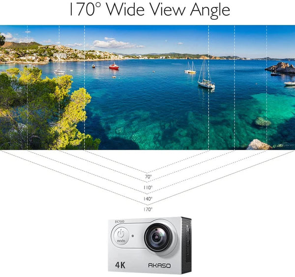 AKASO EK7000 Action Camera Floating Hand Grip Bundle - Includes 4K30FPS EK7000 Underwater Camera, Floating Hand Grip, 2 Batteries, Carrying Case, and Accessory Kits