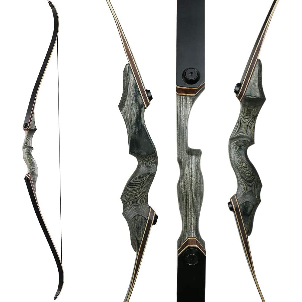 Huntingdoor 60 Inch Archery Takedown Recurve Bow RH Take down Traditional Longbow Handmade Wooden Hunting Bow for Right Hand Target Shooting Practice