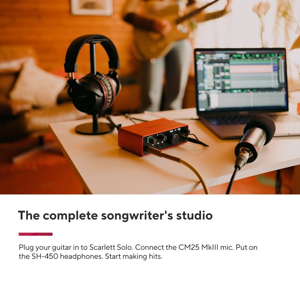 Focusrite Scarlett 2i2 4th Gen USB Audio Interface for Recording, Songwriting, Streaming and Podcasting — High-Fidelity, Studio Quality Recording, and All the Software You Need to Record