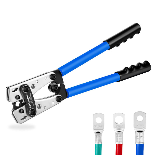 HX-50B Battery Cable Lug Crimping Tools Hand Electrician Pliers for Crimping Wire Cable from 6-50mm²(AWG 8-1/0) with Thickened and Reinforced The Metal Plate (HX50B Crmper +60PCSTerminals)