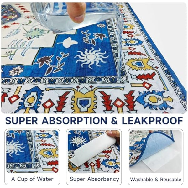 YOSEPATI Washable Pee Pads for Dogs,2 Pack Super Absorbent Reusable Puppy Pads 36"×48" Quick Dry,Waterproof& Non-Slip Whelping Pads for Crate,Floor,Sofa (Medallion Blue, 36"x48"(Pack of 2))