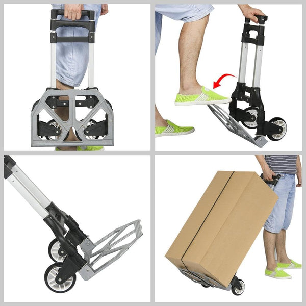 Yaheetech Aluminium Folding Foldable Hand Trolley, Sack Truck Barrow Cart, Heavy Duty Industrial Hand Truck, 75kg Load Capacity