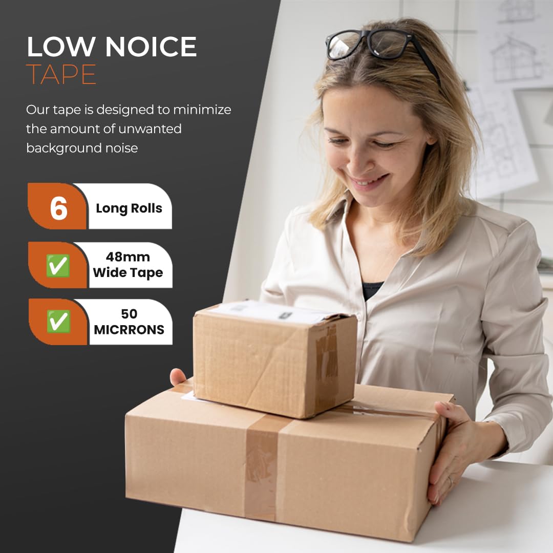 K-MART Packaging Tape, Industrial Duty Brown Parcel Tape 6 Rolls With Low Noise - 48mm X 66m, Secure Sticky Brown Tape For Box Packaging, Moving Boxes, Packing Tape Strong For Moving House (6 rolls)