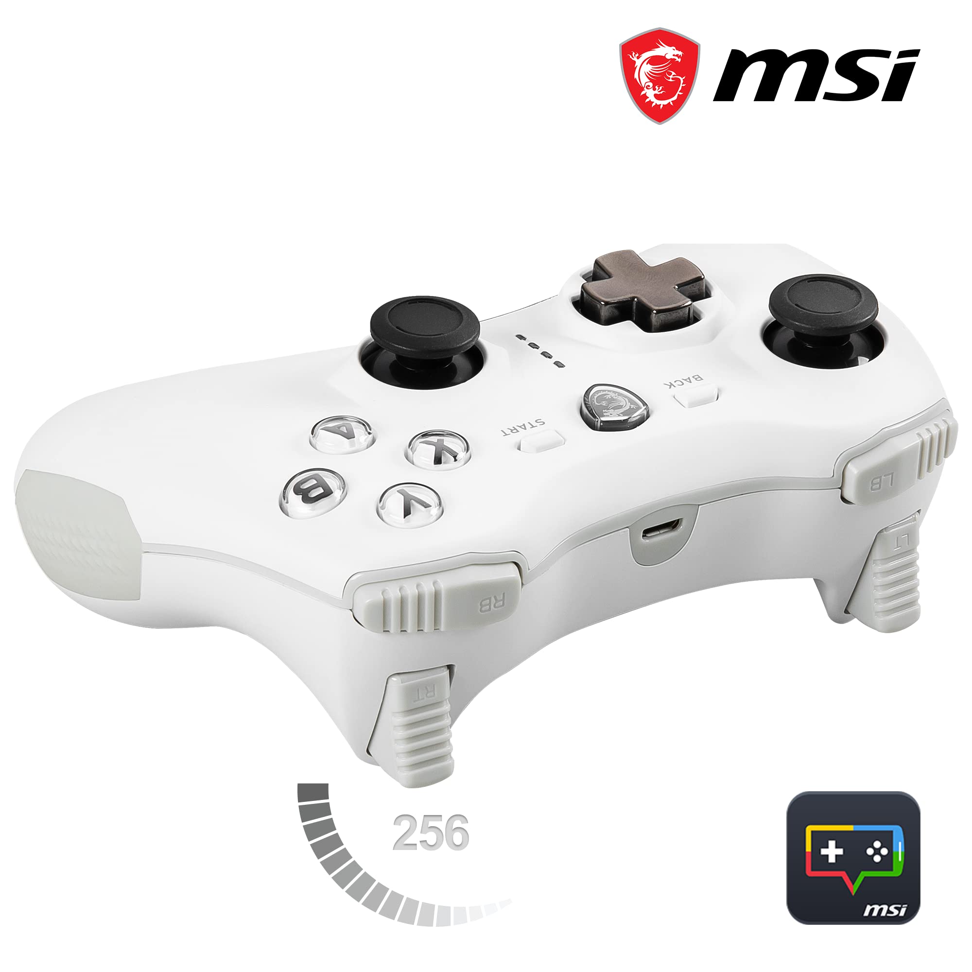 MSI FORCE GC20 V2 WHITE Wired PC Gamepad Controller - Interchangeable D-Pad Covers, Dual Vibration Motors, USB 2.0 - Wired