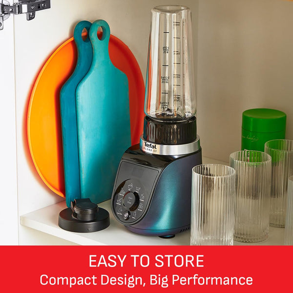Tefal Blend Up Powerful Mini Blender, Quiet Mode, 8 Auto Programmes, Auto Cleaning Programme, 2 Durable Bottles 0.7L & 0.4L, Smoothies, Protein Shakes, Cocktails, Ice Crush, Hummus, 6 Blades BL19H4G0