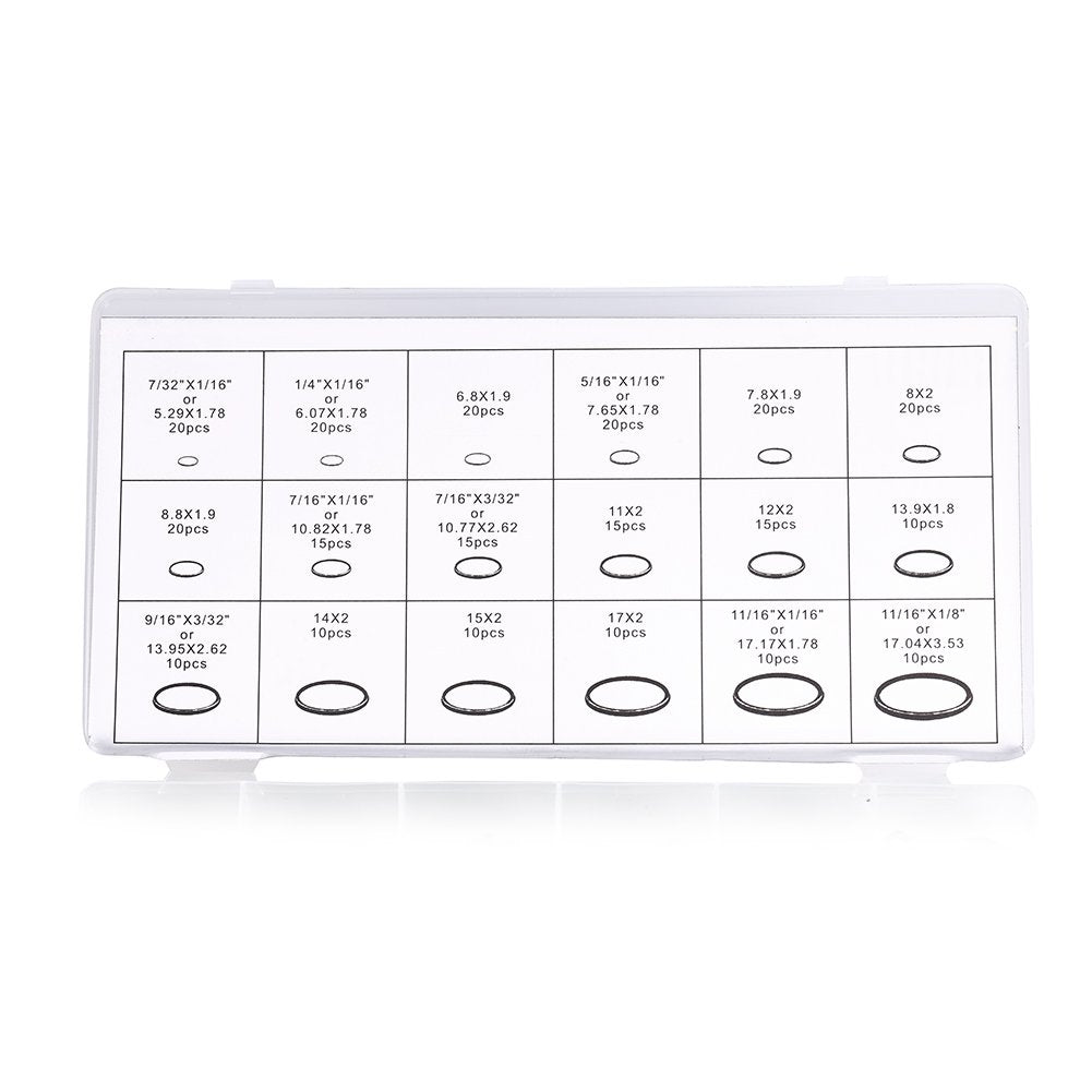 18 Sizes 270Pcs O-ring Box O-Ring Tools Set Assortment, Car Auto Vehicle RepairCar Air Conditioning Rubber O-Ring Tools HNBR Seals Assortment Kit, Green