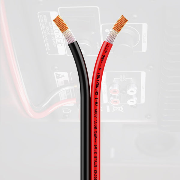 Piwaal 14AWG Spool 2.0mm² 25 ft Per Spool 14 Gauge 2Parallel Wire (Red 7.62M Black 7.62M) Bare Copper Wire for LED Strips/Bulbs/Lamps.