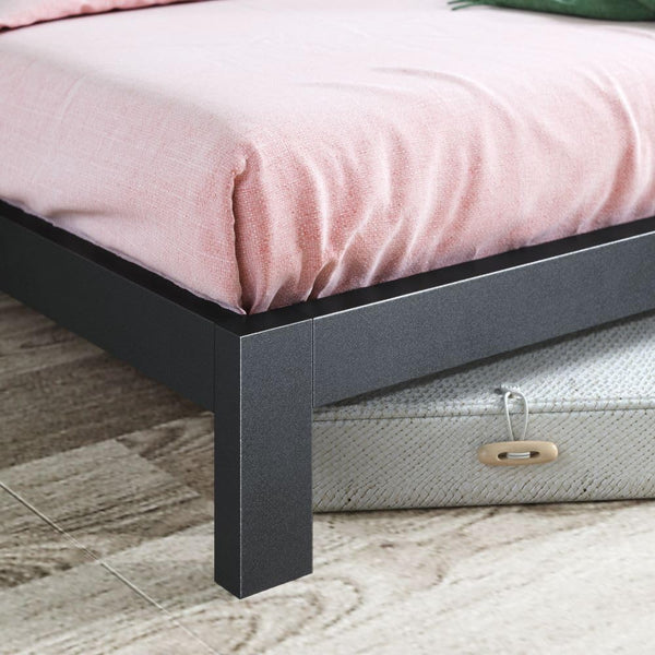 Zinus Arnav Super King Bed frame - Bed 180x200 cm - 26 cm Height - Metal bed frame with Wood slat support - Black