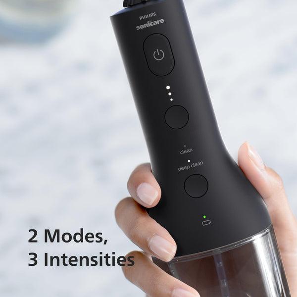 Philips Sonicare Cordless Power Flosser 3000 Oral Irrigator - Water Flosser for Teeth, Gums and Dental Care, Black (Model HX3826/33)