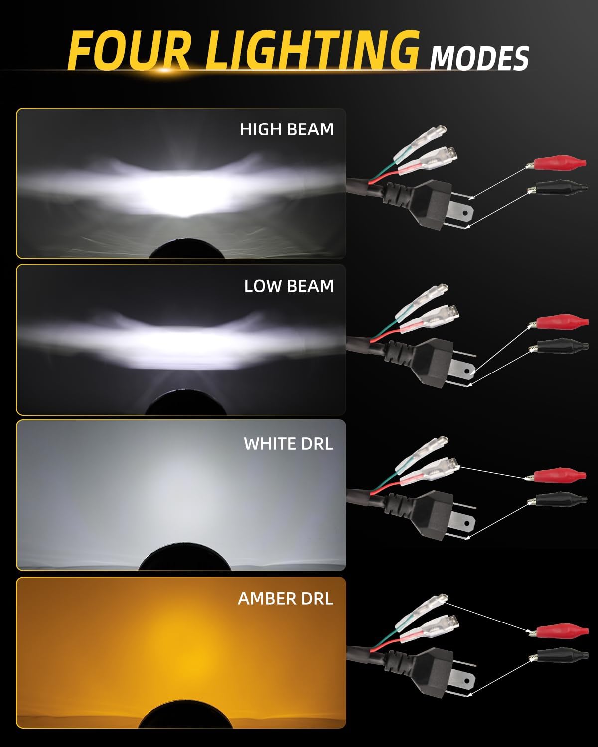 CO LIGHT 2PCS 7 Inch LED Headlight Round Amber Turn Signal White DRL High/Low Beam E-Mark Approved Compatible with Wrangler JK LJ TJ CJ 1965-1978 Escort Mk1（H4-H13 Adapter Included）