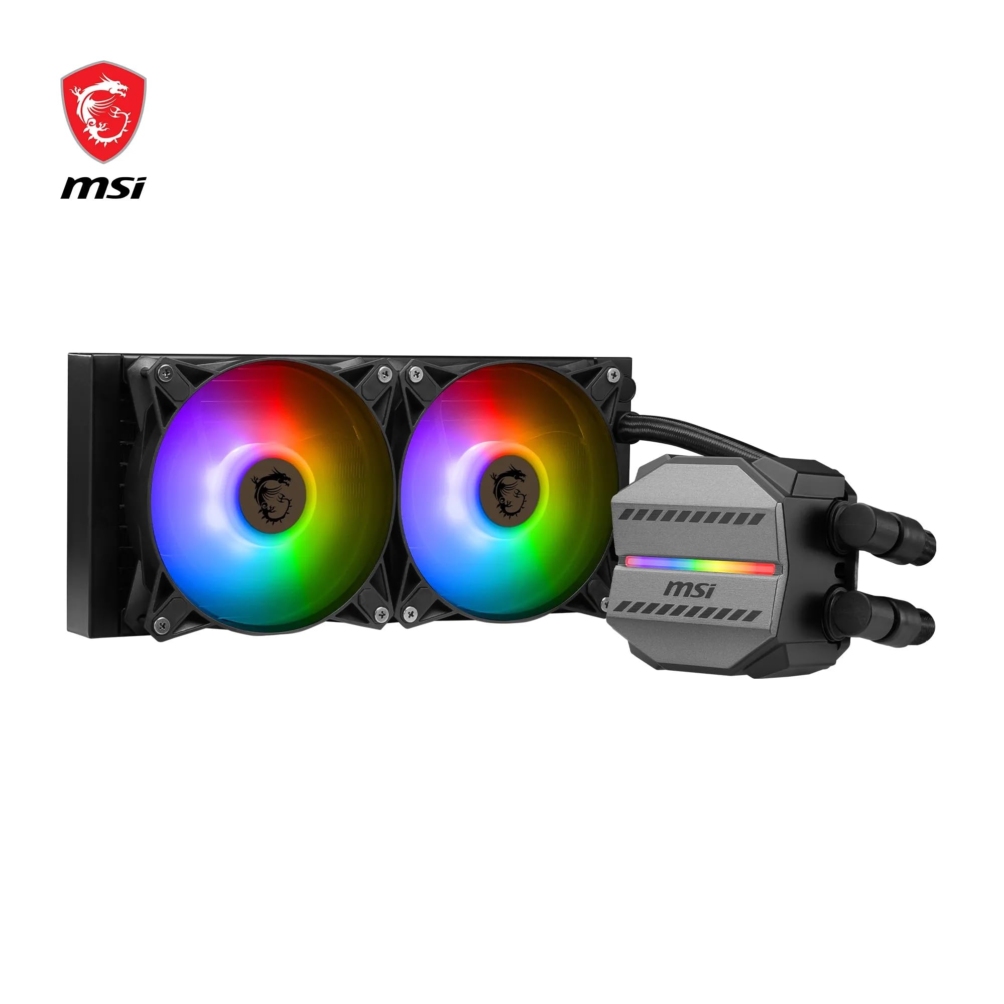 MSI MAG CORELIQUID 360R V2 AIO CPU Liquid Cooler - Rotatable ARGB Blockhead, Integrated Radiator Pump, Split-Flow Water Cooling, Evaporation-Proof Tubing, Easy to Install - AMD & Intel Compatible