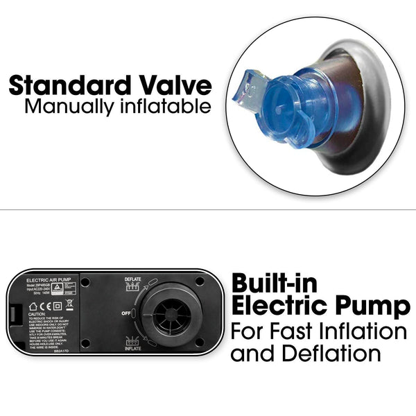 Dreamcatcher Premium Inflatable Mattress King Air Bed 203x152x46cm. Dark Grey Blow Up Bed Air Mattress with Built in Electric Pump & Airbed Storage