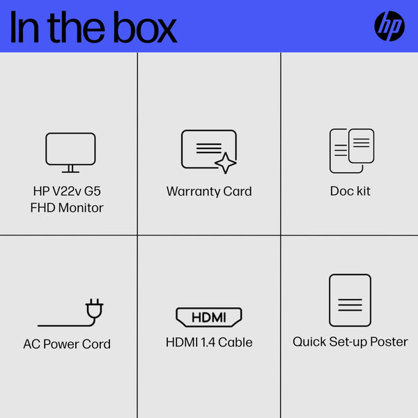 HP 24 Inch FHD Monitor | Full HD VA LCD Display | 75hz Refresh Rate | 250 Nits Brightness | 3000:1 Contrast Ratio | AMD FreeSync Technology | Adjustable Tilt | 1x HDMI 1.4, 1x VGA | Black | V24v G5