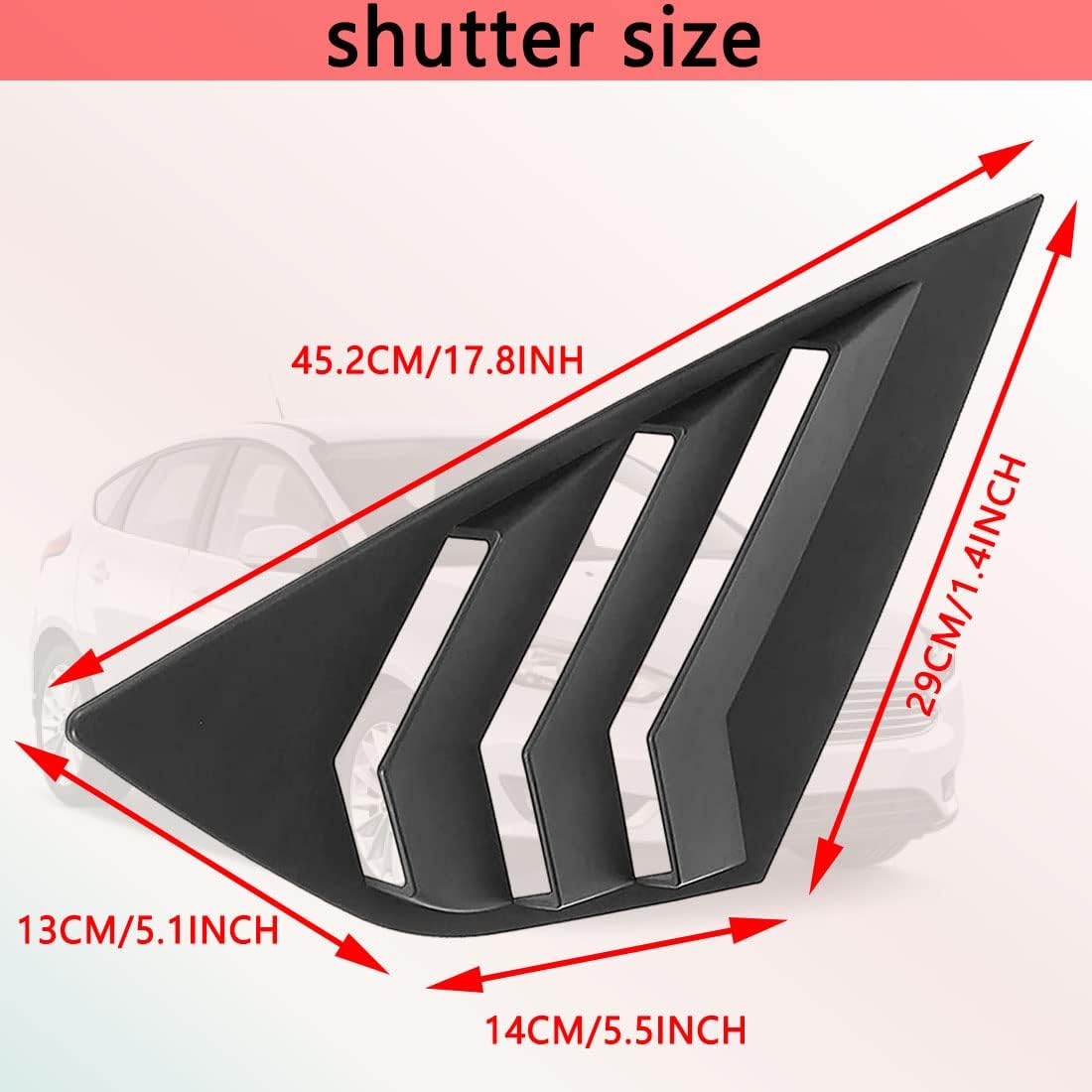Louvers Car Rear Window Blinds Side Tuyere Louvers Vent Compatible for Focus ST RS MK3 Hatchback 2012-2018 Louver Accessories (Matte Black)