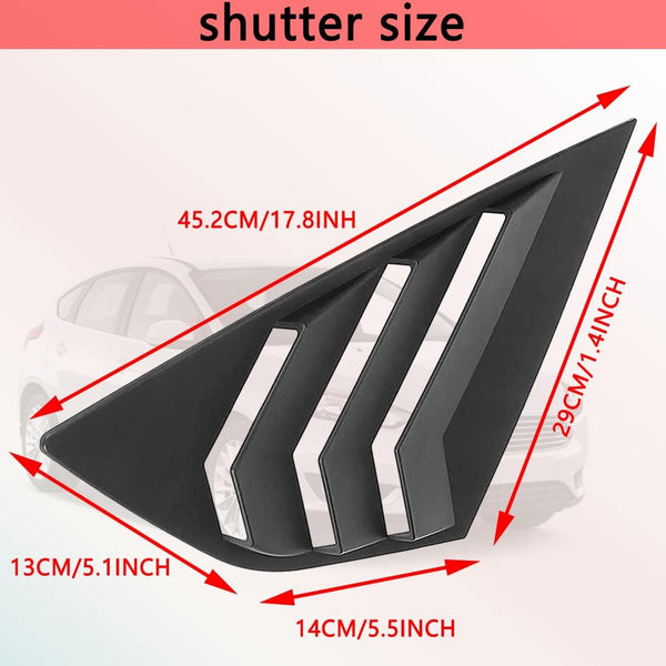 Louvers Car Rear Window Blinds Side Tuyere Louvers Vent Compatible for Focus ST RS MK3 Hatchback 2012-2018 Louver Accessories (Matte Black)