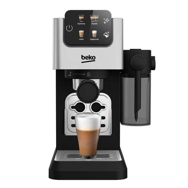 Beko CaffeExpertoTM CEP5304X Semi Automatic Espresso machine | Colour Touch Display | Integrated Milk Jug | Dual Nozzle | 15 Bar pressure | Silver | Easy cleaning