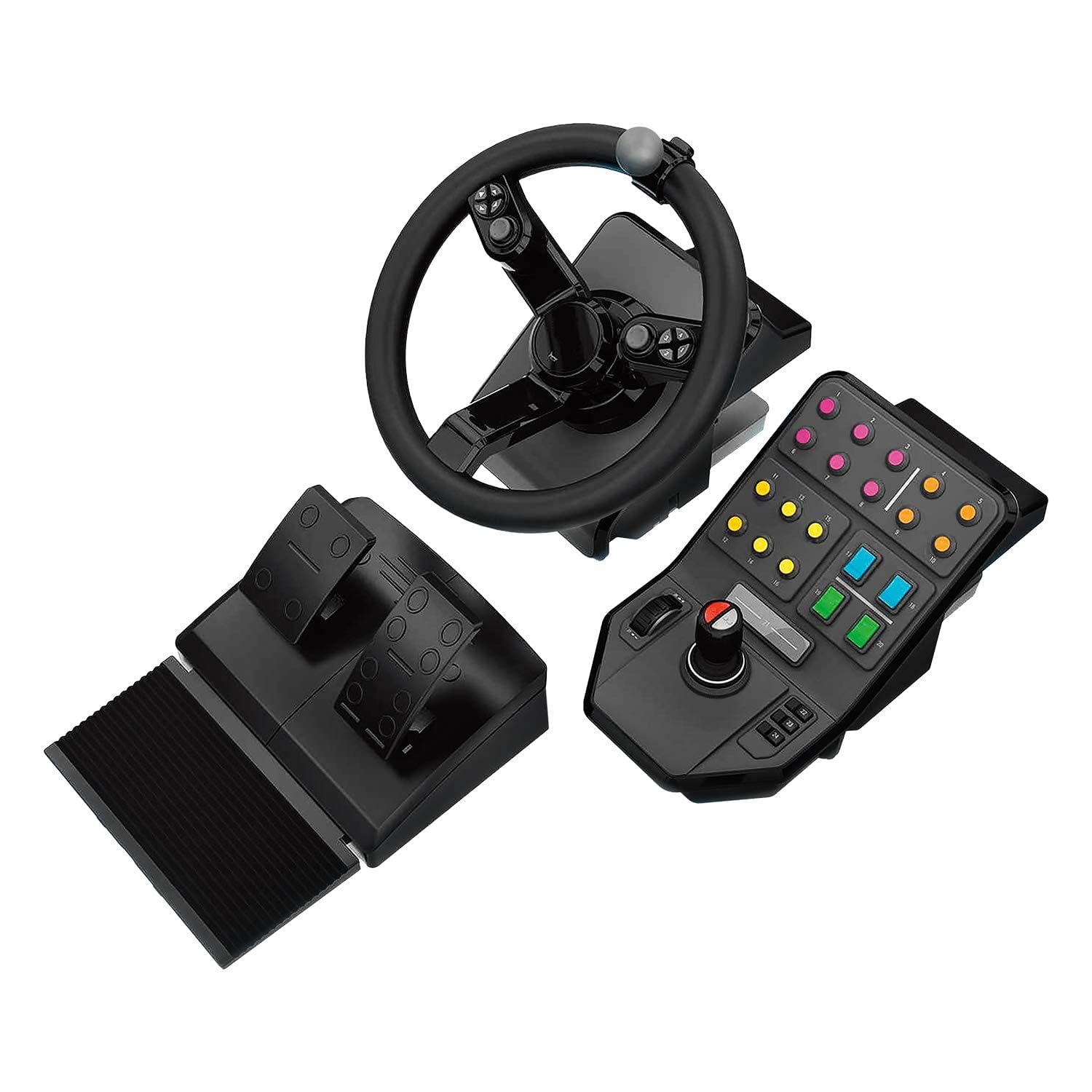 Logitech G Saitek Farm Sim Controller, Heavy Equipment Bundle for Farming Simulator, Gaming Steering Wheel and Pedals with Control Panel, 900° Wheel, 38+ Assignable Buttons, USB, PC/Mac - Black