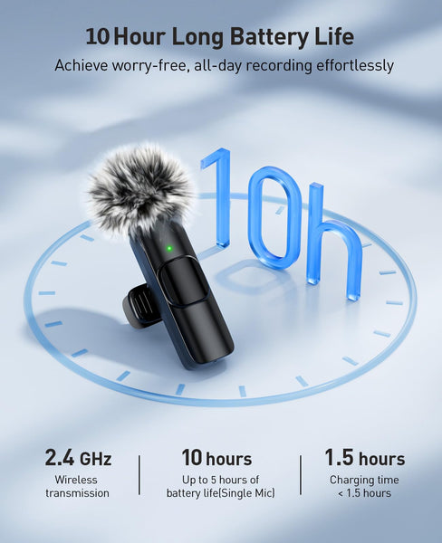 MENERESAS Mini Microphone for iPhone/Android: 3-in-1 Wireless Lavalier Microphone with Noise Reduction and Crystal Sound for Camera, Professional Video Recording, YouTube, TikTok