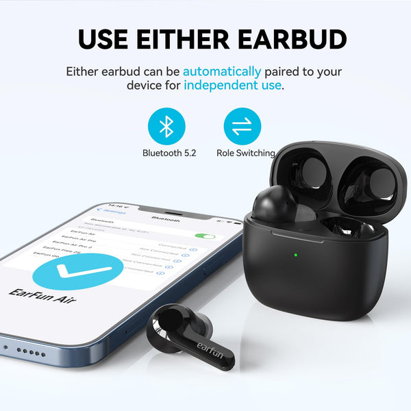 EarFun Wireless Earbuds, [What Hi-Fi Awards] Air Bluetooth In-Ear Headphones with 4 Mics ENC, Sweatshield™ IPX7 Waterproof, Clear Sound, Deep Bass, Wireless Charge, Game Mode, App Customize EQ, 35H