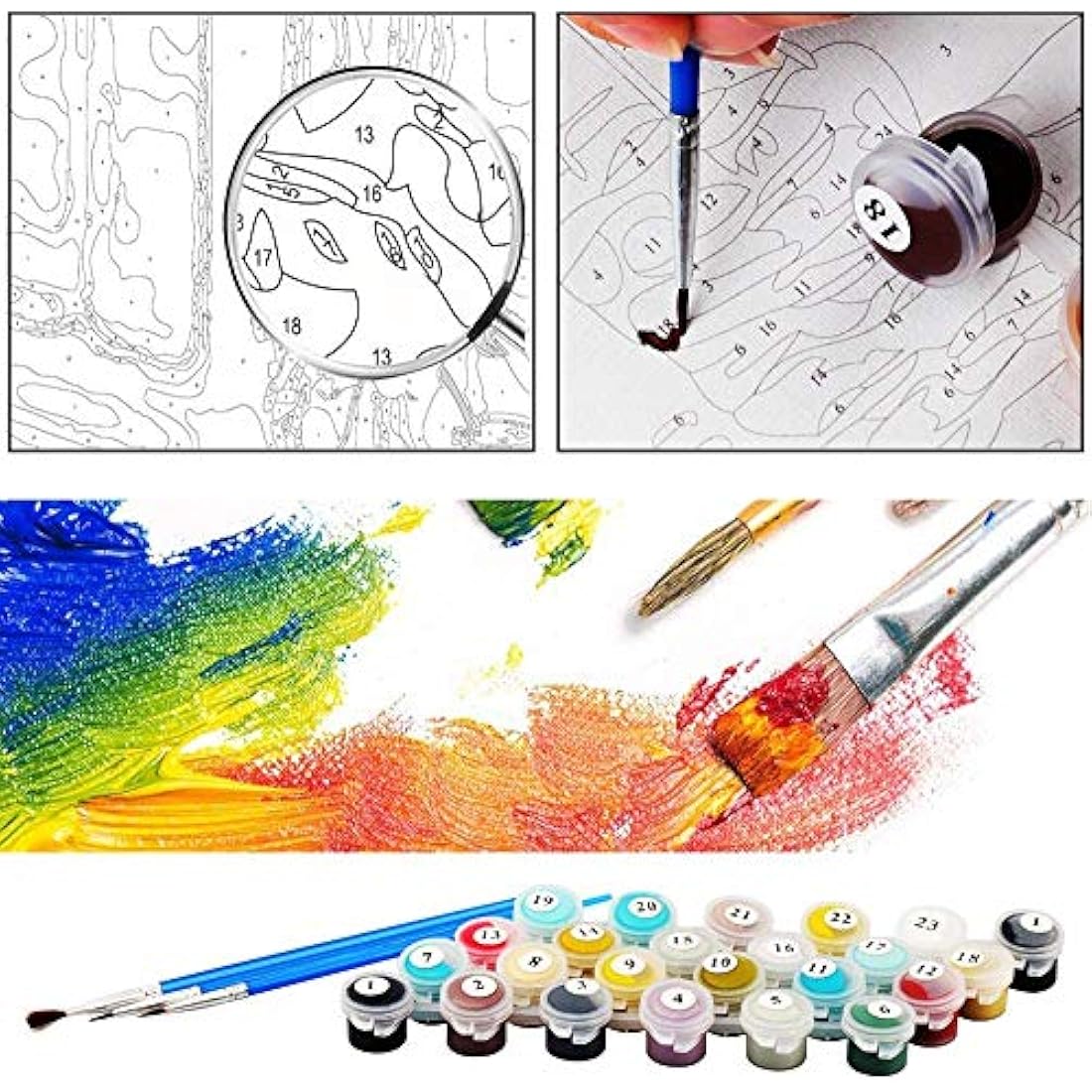 Painting by Numbers for Kids, DIY Canvas Oil Painting Kit for Adult with Paint Brushes Acrylic Pigment Drawing Paintwork 16x20inch Without Frame(Yellow Flower)