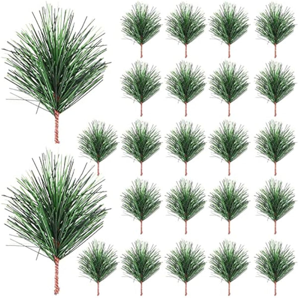 Amosfun 24Pcs Small Artificial Pine Picks Artificial Plants Christmas Pine Branches for Christmas Flower Arrangements Wreaths and Holiday Decorations
