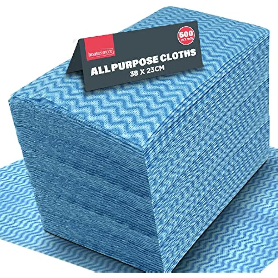 SOL 500pk All Purpose Cloths, 38x23cm Disposable Cleaning J Cloths Blue, Soft, Absorbent, Gentle & Reusable for Household and Professional Cleaning, Ideal for Polishing, Dusting, Washing Dishes