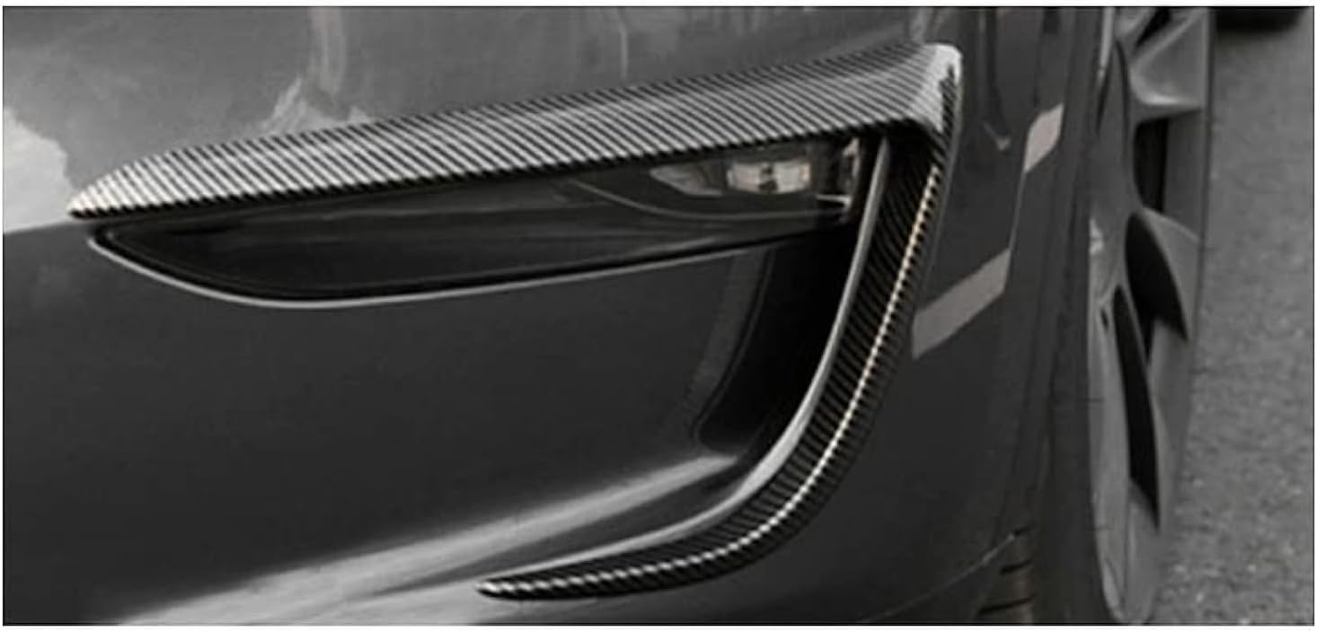 AutoStyle Fog light covers/frames compatible with Tesla Model 3 2017- 'Aero' (Glossy Black ABS)