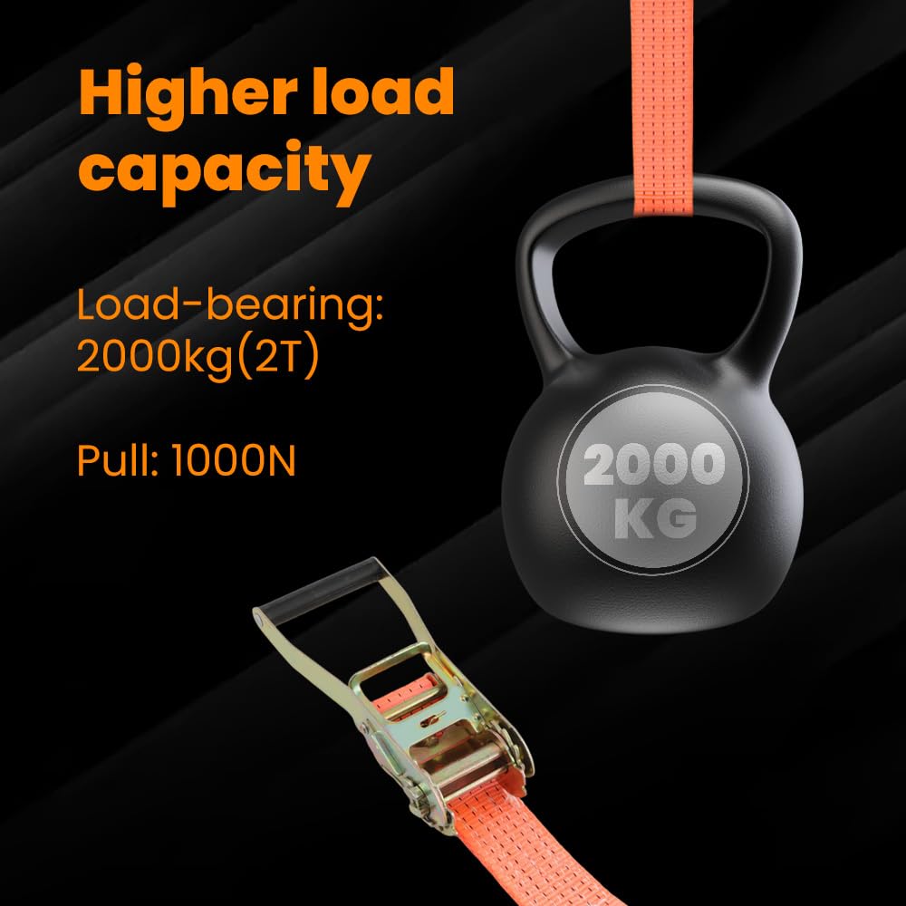 maXpeedingrods 10 x Lashing Straps Ratchet Strap Tie Down 5000kg x 6m x 50mm Heavy Duty Trailer Tension Belts with Iron Handle and Double J Hook 5000kg 5Ton