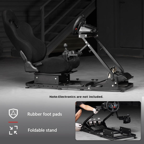 Dardoo Racing Simulator Cockpit Adjustable Black Seat Gaming Steering Stand Fits for Logitech G25 G27 G29 G920 G923, Thrustmaster T300, Fanatec, Not Included Steering Wheel, Pedal and Handbrake