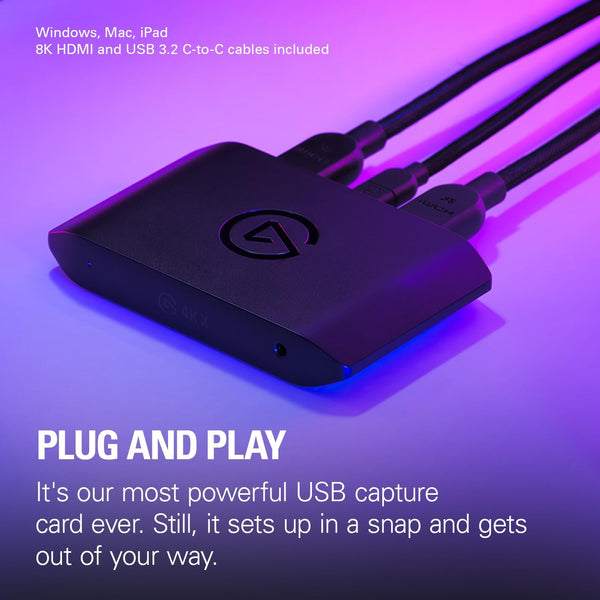 Elgato 4K X – Capture Up to 4K144 with Ultra-Low Latency on PS5|Pro, Xbox Series X|S, Nintendo Switch 2, OBS and More, HDMI 2.1, VRR, HDR10, USB 3.2 Gen 2, for Streaming & Recording, PC|Mac|iPad
