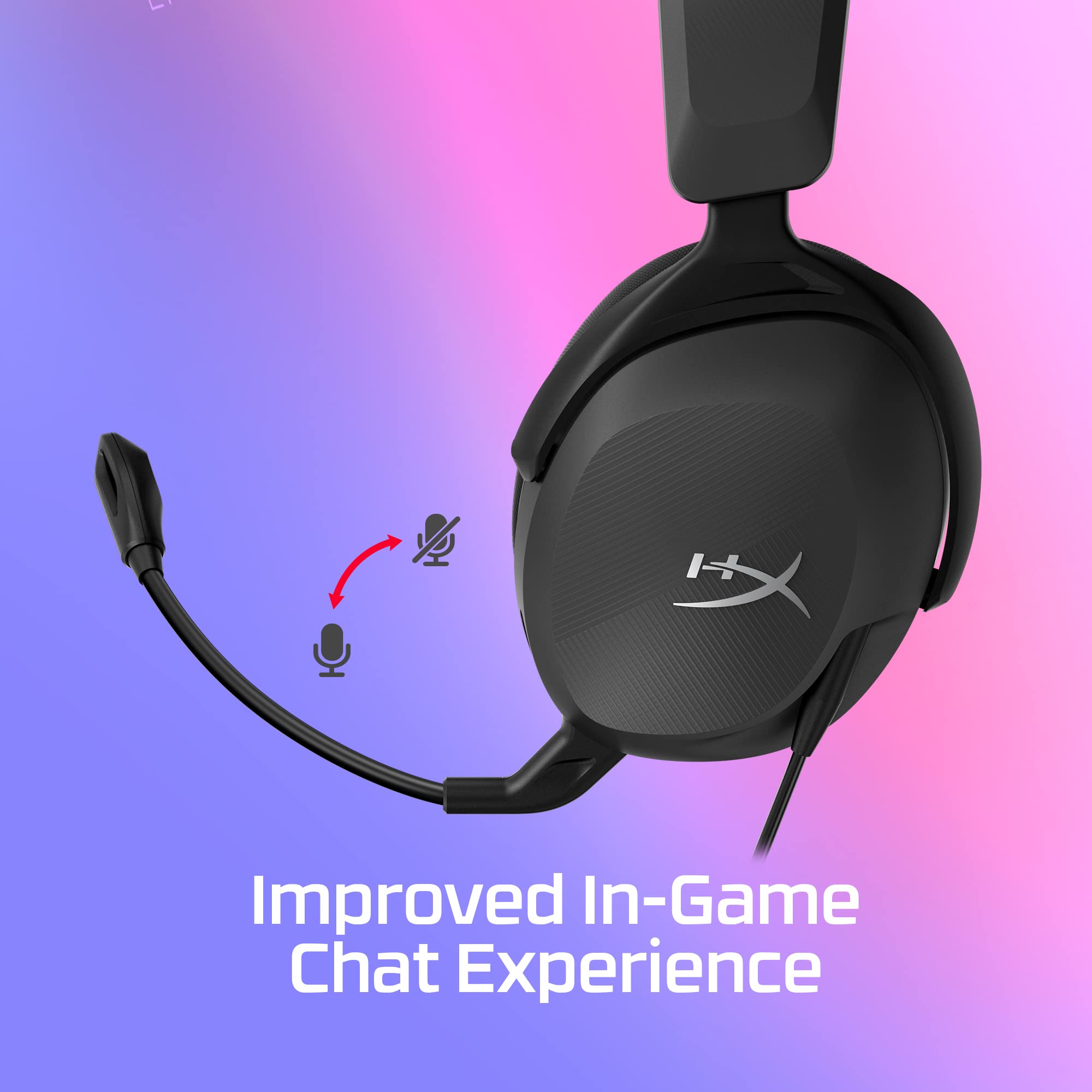 HYPERX 519T1AA Cloud Stinger 2 – Lightweight over-ear headset with mic, Swivel-to-mute function, 50mm drivers, PC Compatible, Black