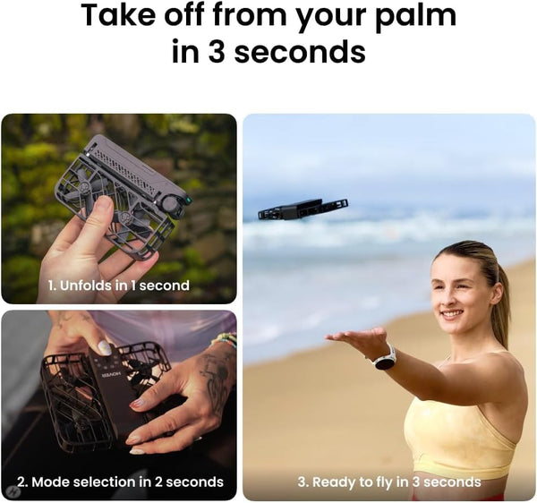 HOVERAir X1 Drone with Camera, Self-Flying Camera Drone with Follow Me Mode, Foldable Mini Drone with HDR Video Capture, Palm Takeoff, Intelligent Flight Paths, Hands-Free Control Black (Combo Plus)